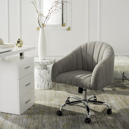 Safavieh Themis Linen Chrome Leg Swivel Office Chair, Grey OCH4503A
